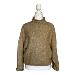 William Rast Beige Mock Neck Cropped Boxy Oversized Cozy Sweater Women’s S